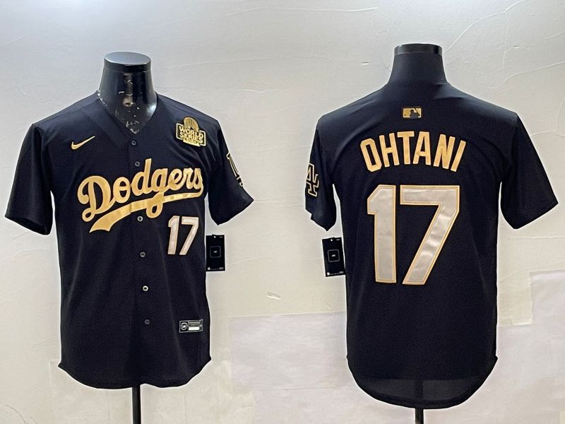 Men Los Angeles Dodgers #17 Ohtani Black Gold Game 2025 Nike MLB Jersey style 02253